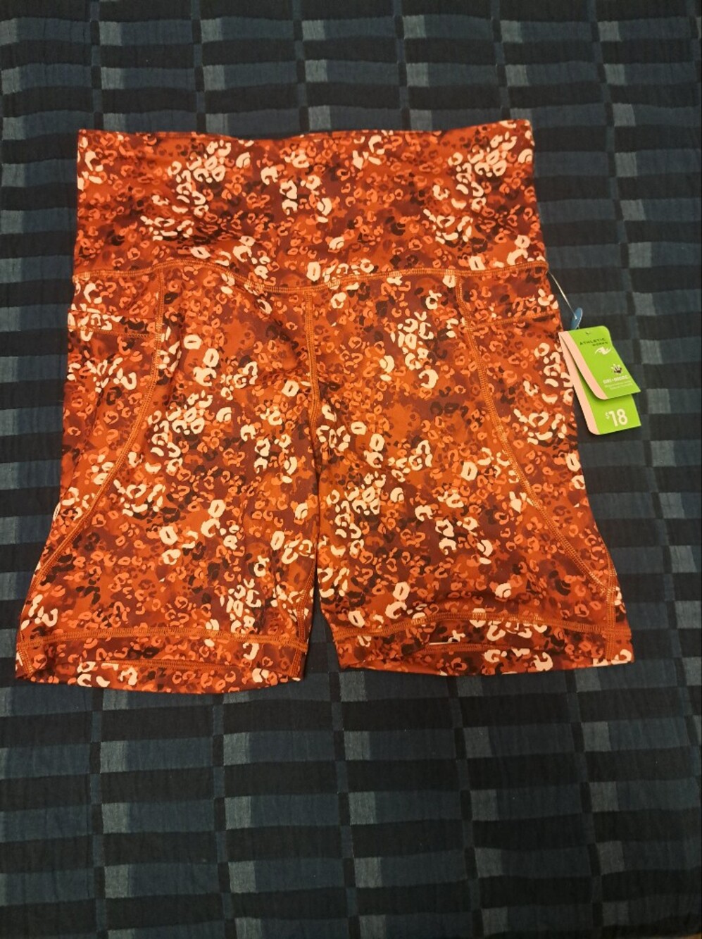 Athletic Works Rusty Orange Printed High-Rise Bike Shorts
